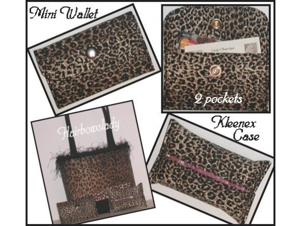 Leopard Purse Set Small Purse Tissue Case Mini Debit Card Wallet