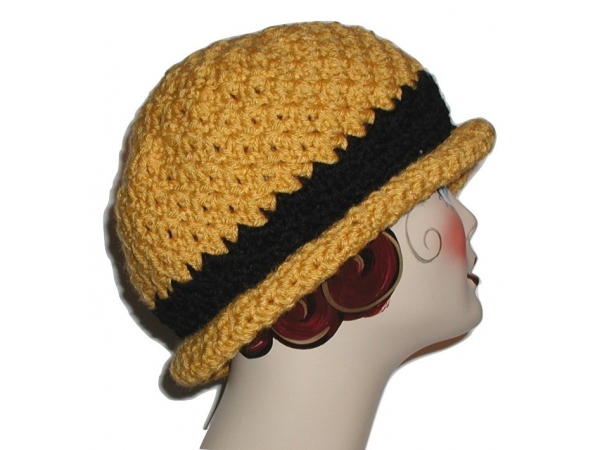 Gold Women's Hat With Black Band