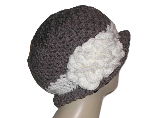 Gray Women's Hat With Extra Large Fascinator Flower