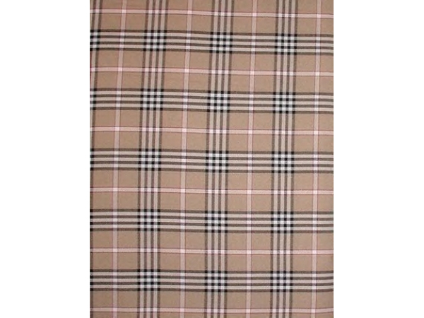 Tan Black Cranberry Plaid Fabric