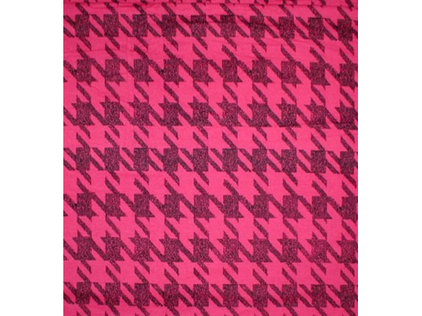 Pink Black Houndstooth Fabric