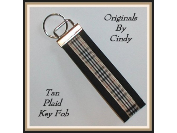 Black Plaid Key Fob