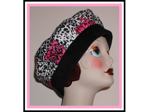 Black And Pink Reversible Beret Hat