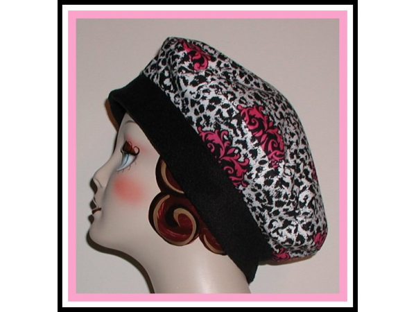 Pink Black Beret Hat