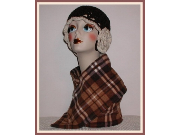 Unisex Brown Plaid Winter Scarf