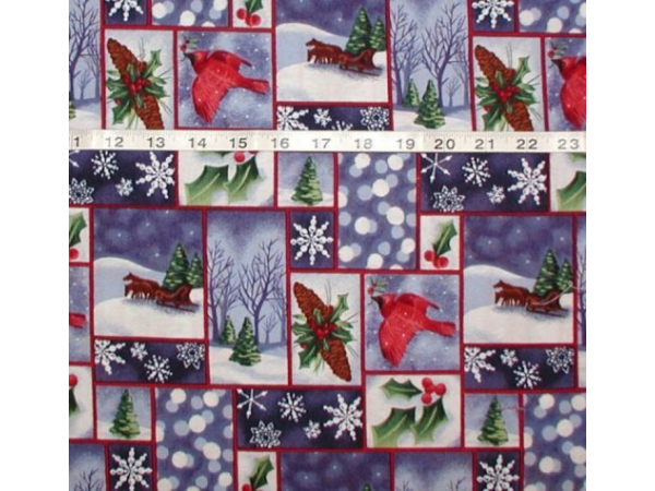 Blue Snowflakes Christmas Flannel Fabric