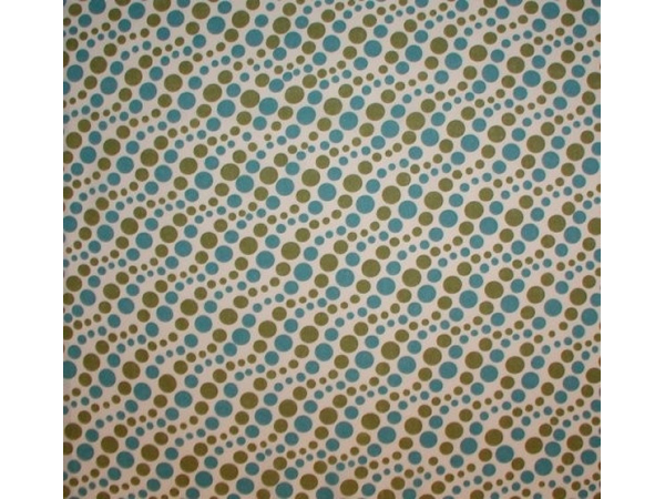 Green Turquoise Polka Dots Cotton Fabric