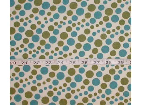 Turquoise And Green Polka Dots On Cream Cotton Quilt Fabric