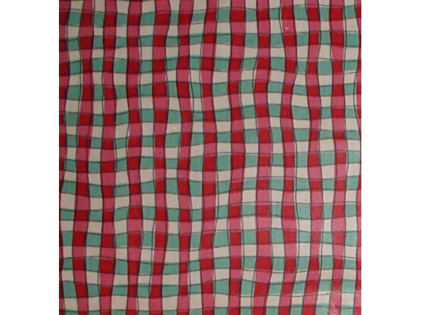 Red Green Gingham Cotton Fabric