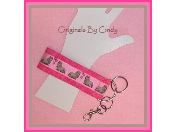 Pink Yorkie Key Fob