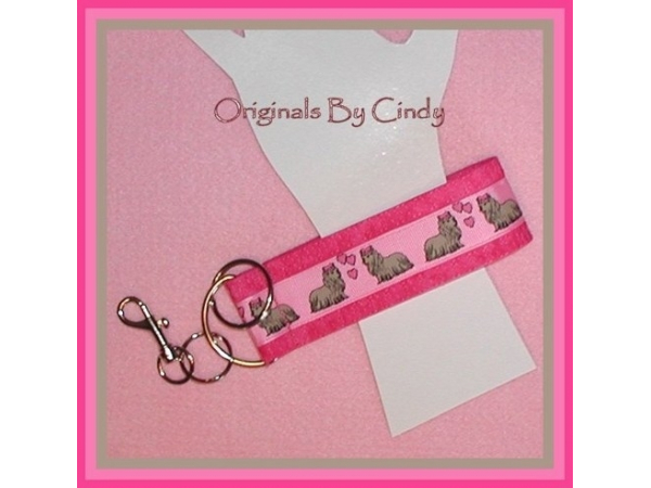 Pink Yorkie Wristlet