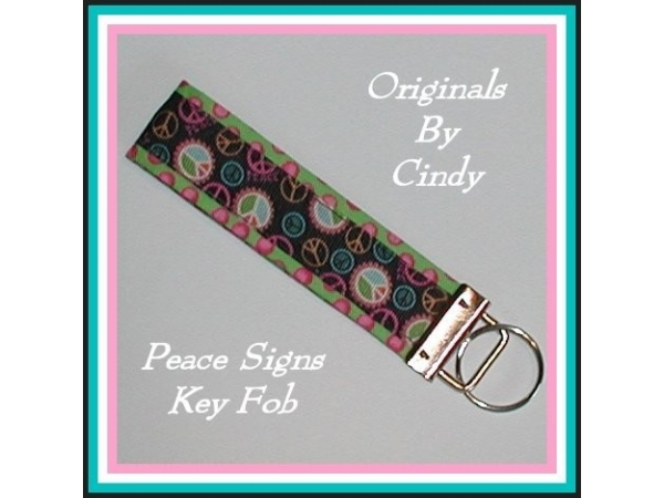 Hippie Peace Signs Key Fob