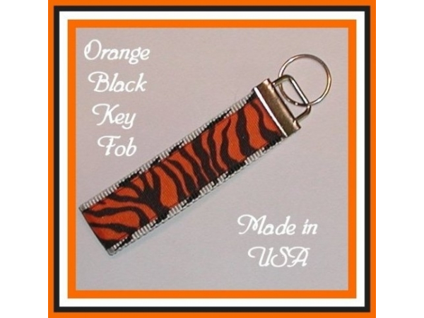 Orange Zebra Key Fob