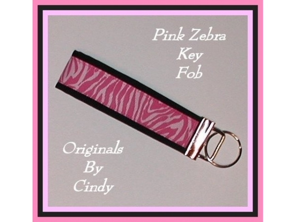 Hot Pink Zebra Key Fob