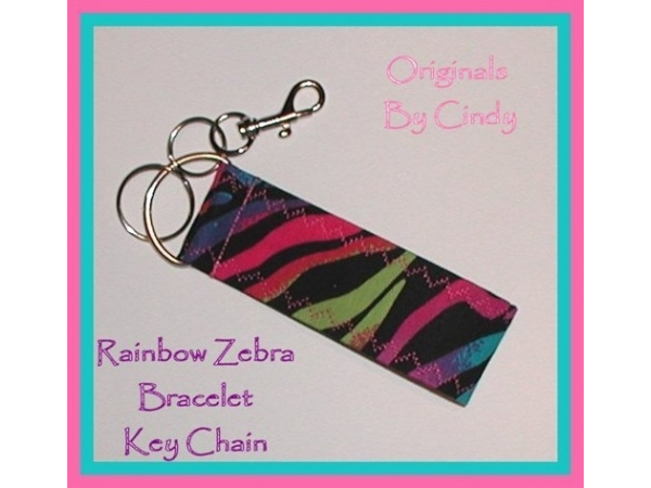 Zebra Key Chain Pink Blue Green