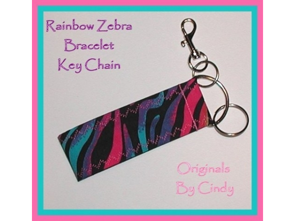 Bright Colors Zebra Key Wristlet