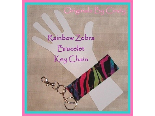 Bright Zebra Colors Key Fob