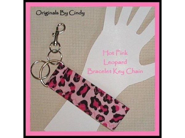 Pink Leopard Wristlet Key Fob