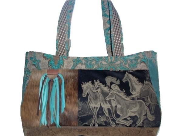 Turquoise Leather Western Bag