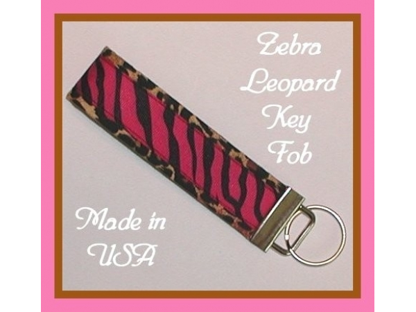 Hot Pink Zebra Key Fob