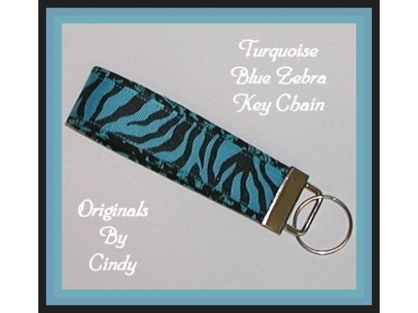 Turquoise Zebra Key Fob
