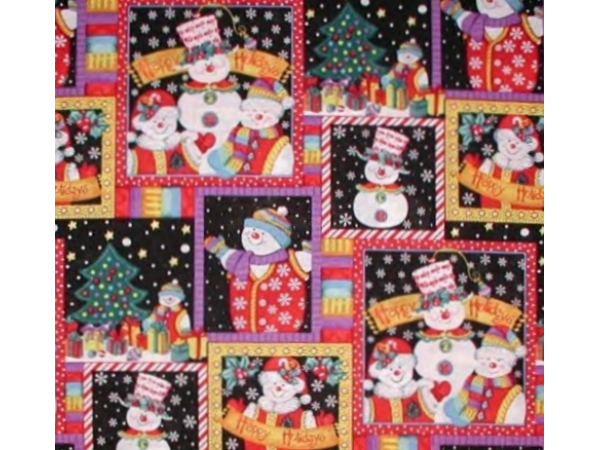 Winter Snowman Print Cotton Quilting Fabric