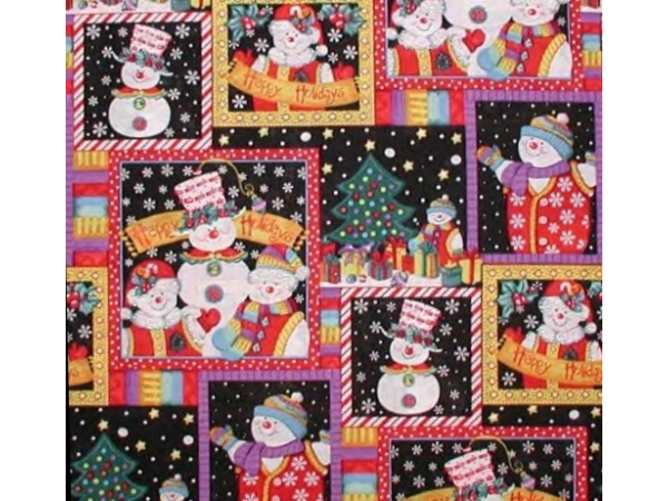 Snowman Winter Christmas Quilt Fabric