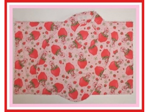 Strawberry Shortcake Bib And Burp Cloth Baby Shower Gift