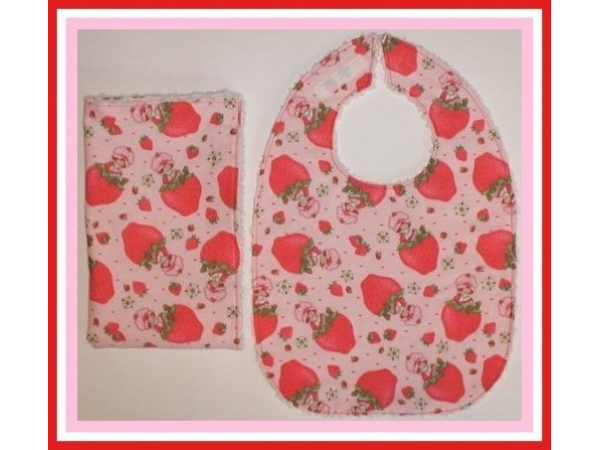 Strawberry Shortcake Baby Set Burp Cloth And Bib