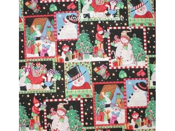 Colorful Christmas Snowman Quilt Fabric