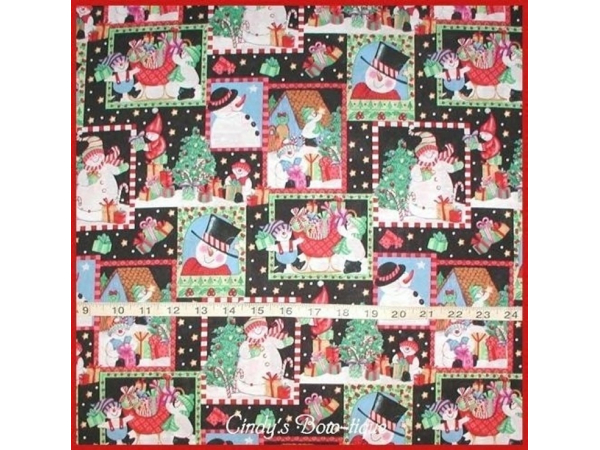 Multi Colored Snowman Christmas Quilting Cotton Fabric