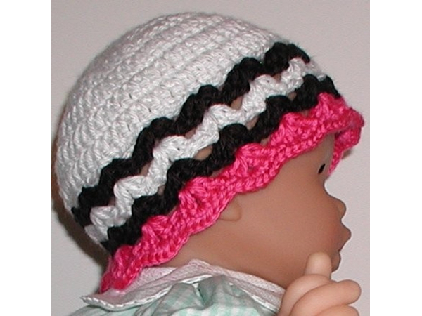 Zebra Stripe Baby Girls Hat With Pink Flower