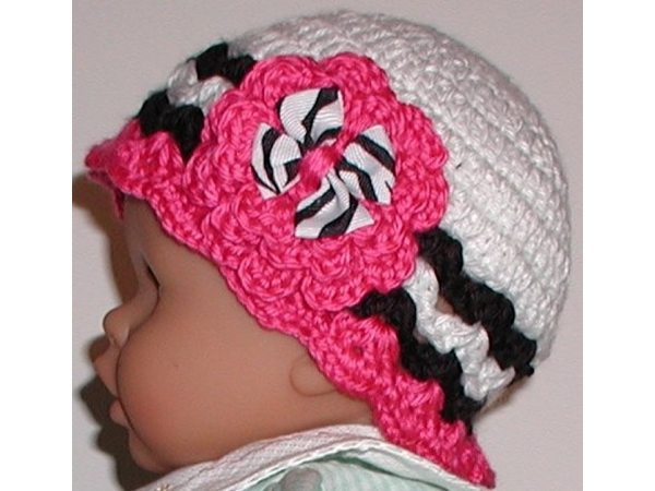 Pink Zebra Medium Baby Hat