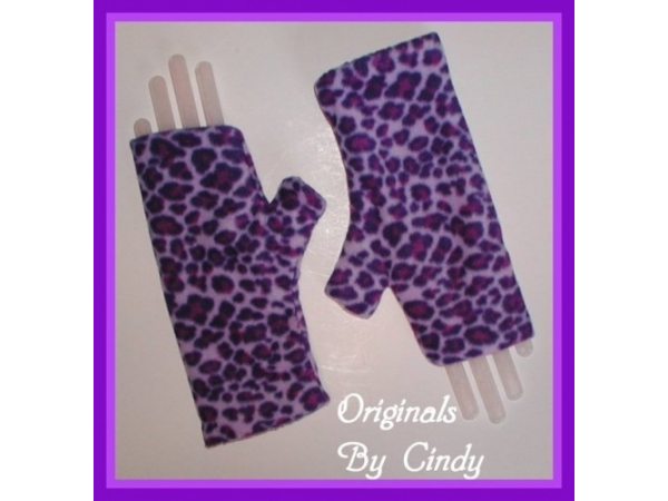Purple Leopard Fingerless Gloves