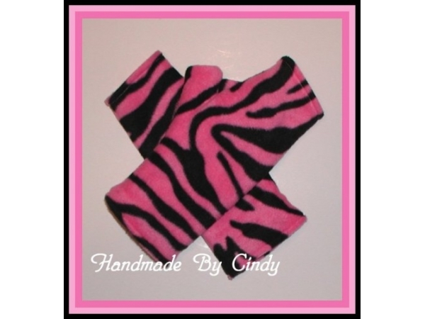Hot Pink Zebra Fingerless Gloves