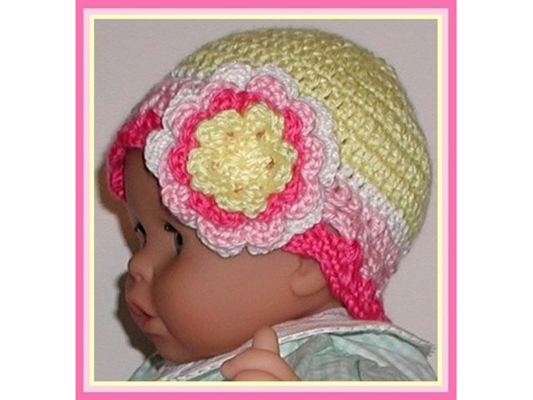 Pink And Yellow Baby Hat Size Medium
