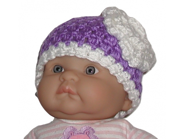 Light Purple Hat For Baby Girls With White Flower