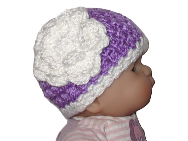 White And Light Purple Hat For Babies