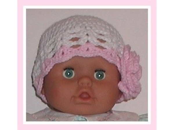 White And Pink Baby Girl Hat