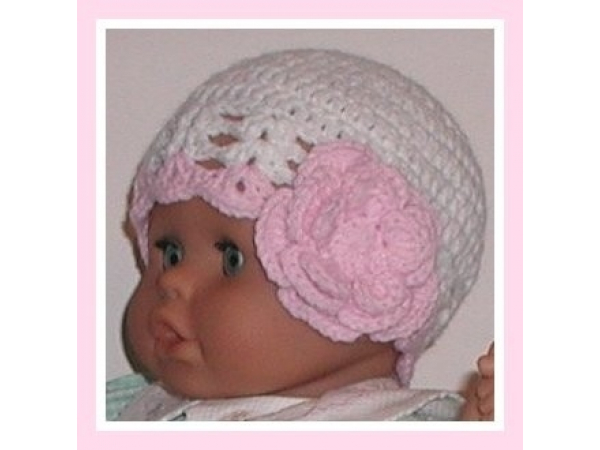 White And Light Pink Hat For Babies
