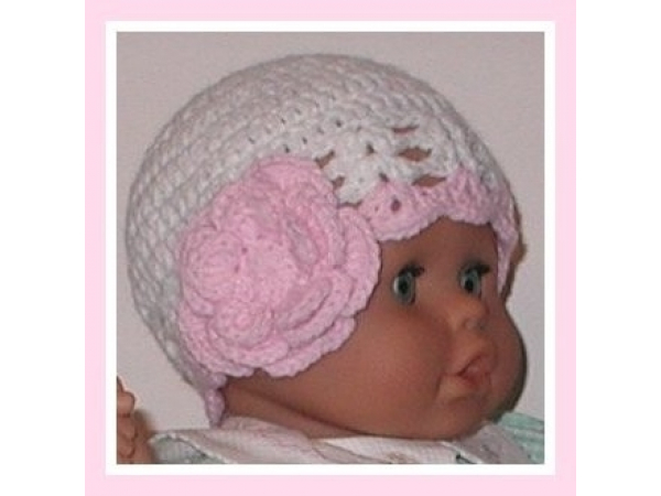 Pink Flower Baby Hat