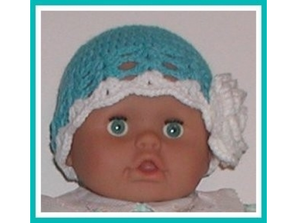 White And Turquoise Hat For Baby Girls