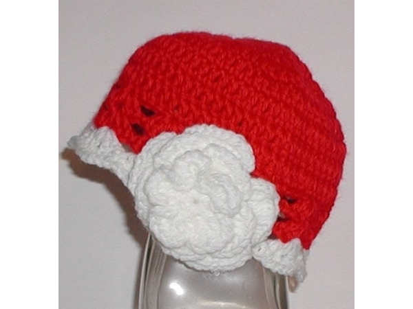 Red Hat For Baby Girls With A White Flower