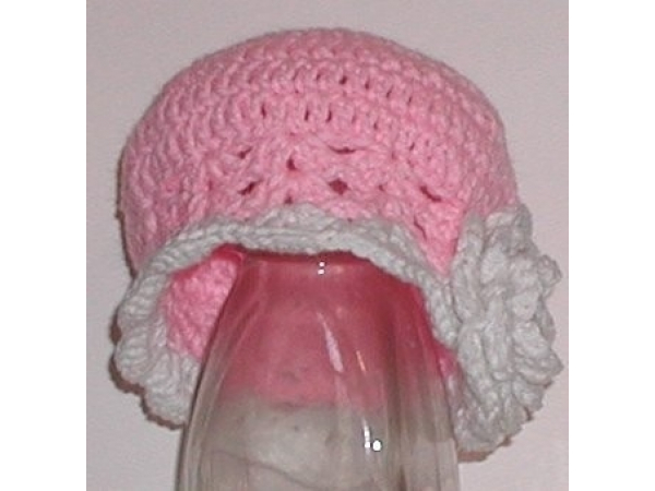 Toddler Girls Hat White Flower On Pink