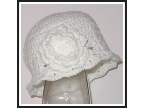 White Hat For Baby Girls With Flower