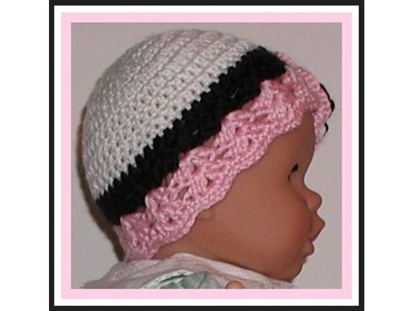 Baby Hat In White Black Pink