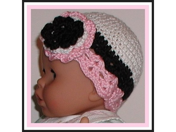 Baby Girls Hat In Pink Black White