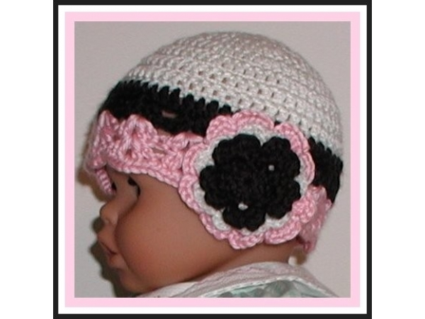 Girls Hat Pink Black White