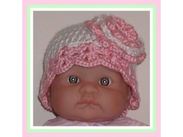 Pink and white hat for baby girls