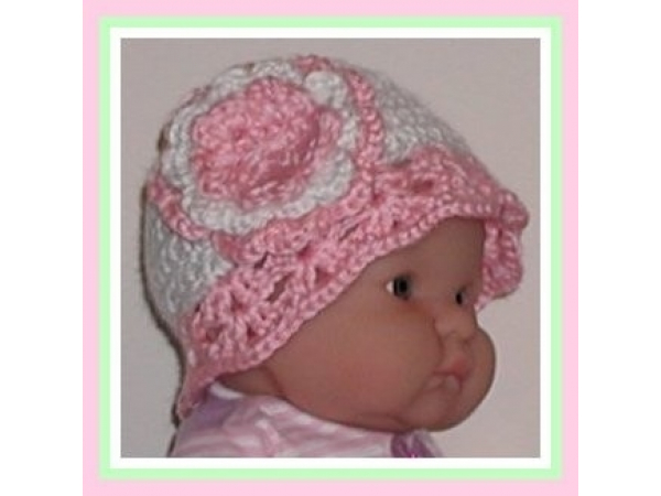 Pink and white hat for newborn girls